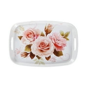 Decorative Tray with Handles, Morden Plastic Rectangular Serving Tray for Coffee Table Bathroom, Ottoman, Home Decor, Style 1
